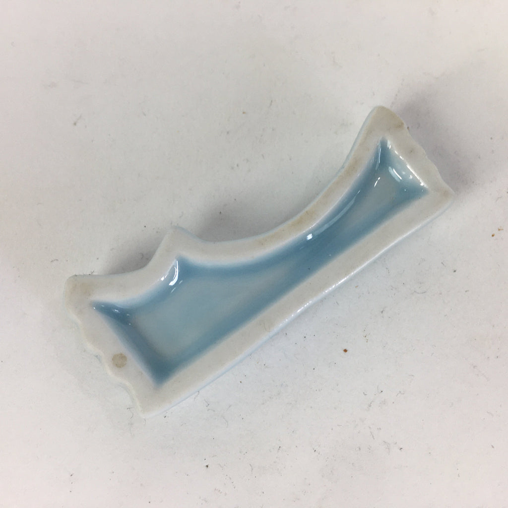 Japanese Porcelain Chopstick Rest Holder Vtg Light Blue Ribbon Hashioki CR226