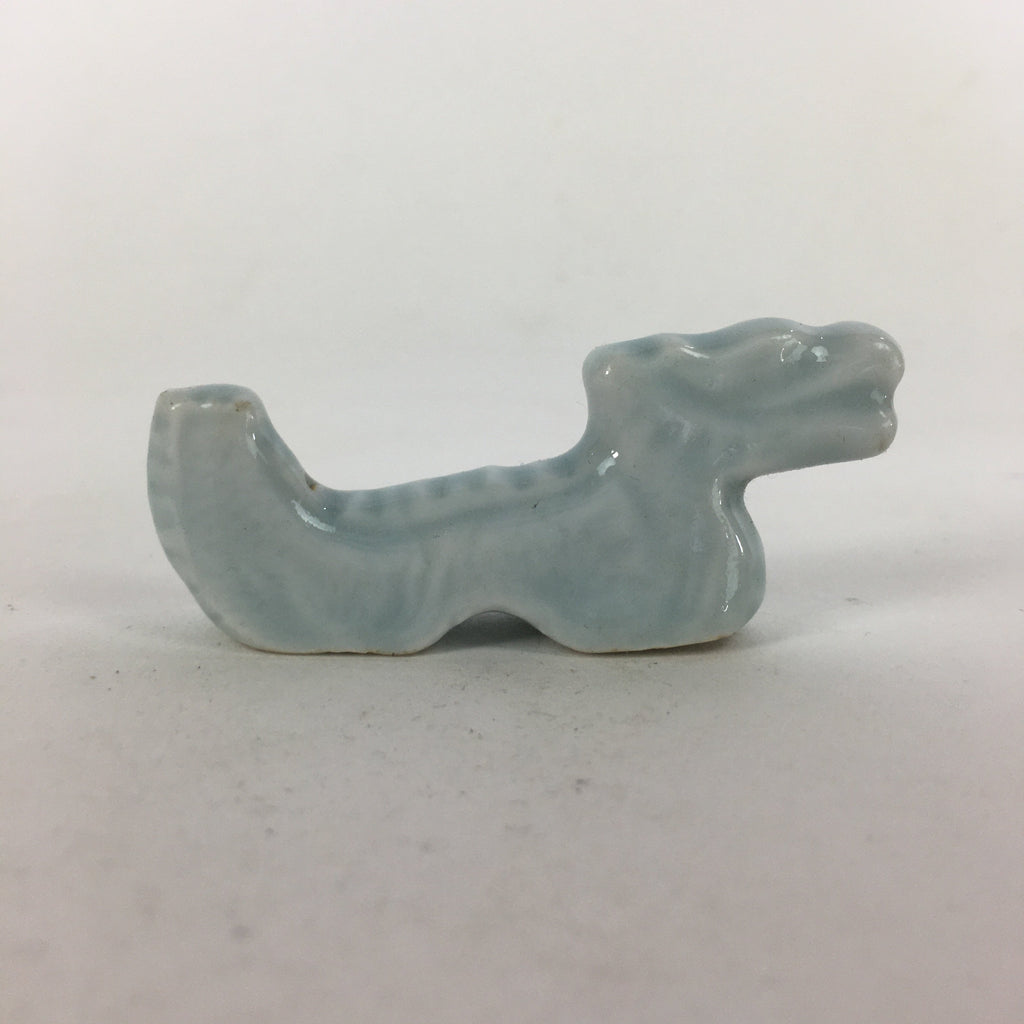 Japanese Porcelain Chopstick Rest Holder Vtg Light blue Dragon Hashioki CR253