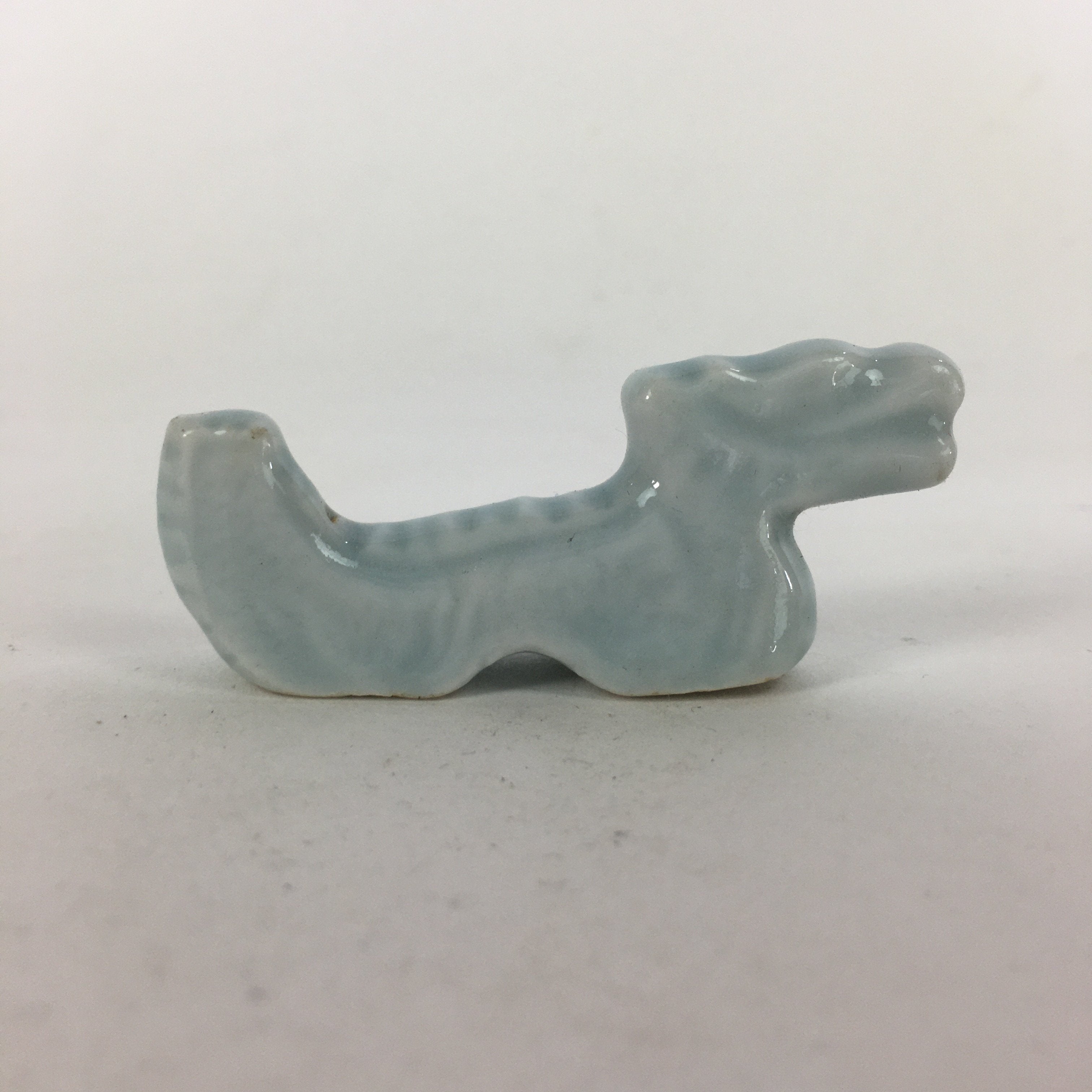 Japanese Porcelain Chopstick Rest Holder Vtg Light blue Dragon Hashioki CR253