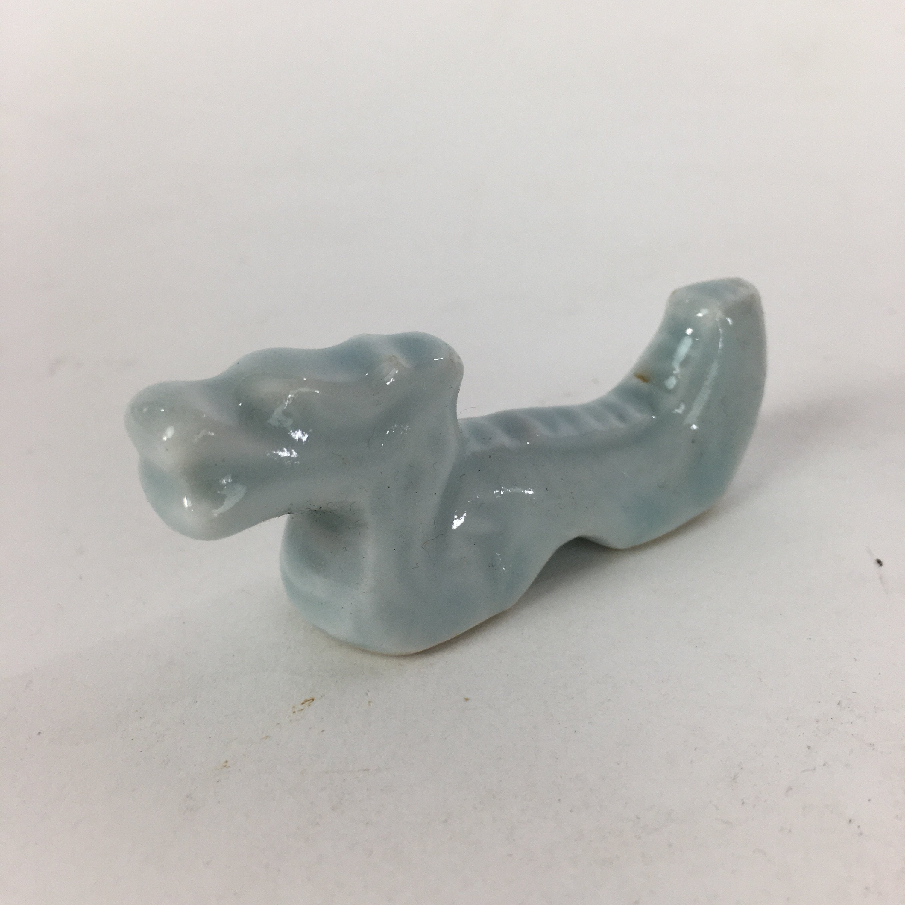 Japanese Porcelain Chopstick Rest Holder Vtg Light blue Dragon Hashioki CR253