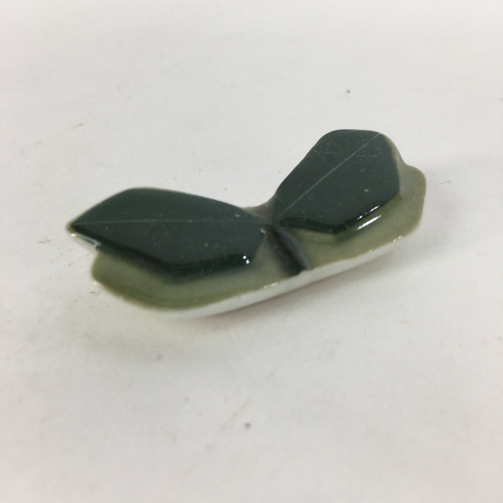 Japanese Porcelain Chopstick Rest Holder Vtg New leaves Green Hashioki CR238
