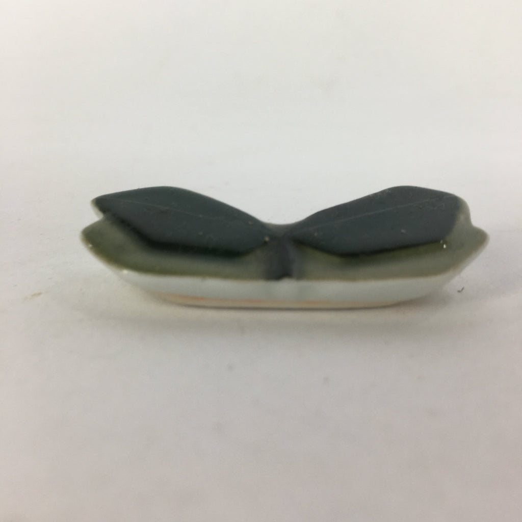 Japanese Porcelain Chopstick Rest Holder Vtg New leaves Green Hashioki CR238