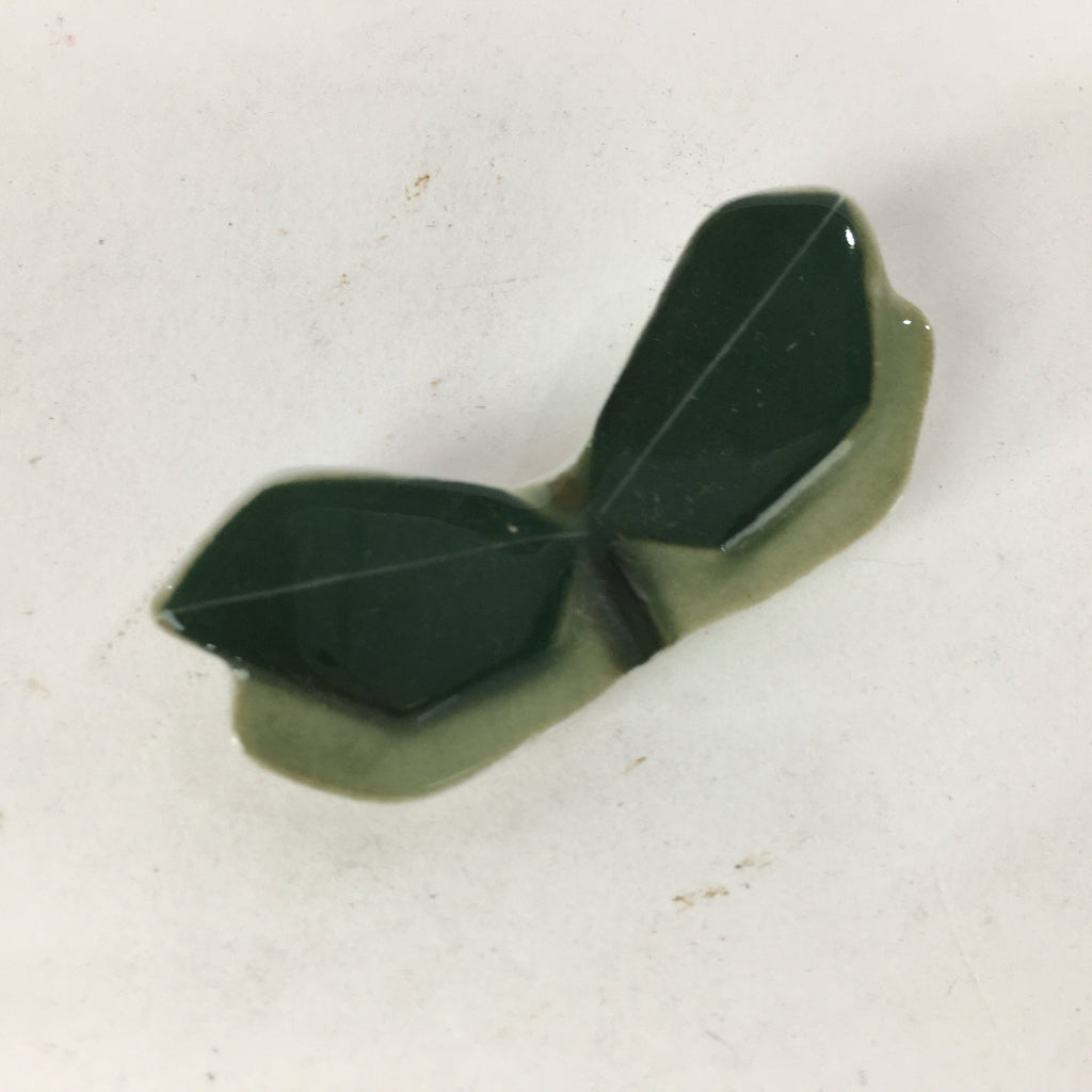 Japanese Porcelain Chopstick Rest Holder Vtg New leaves Green Hashioki CR239
