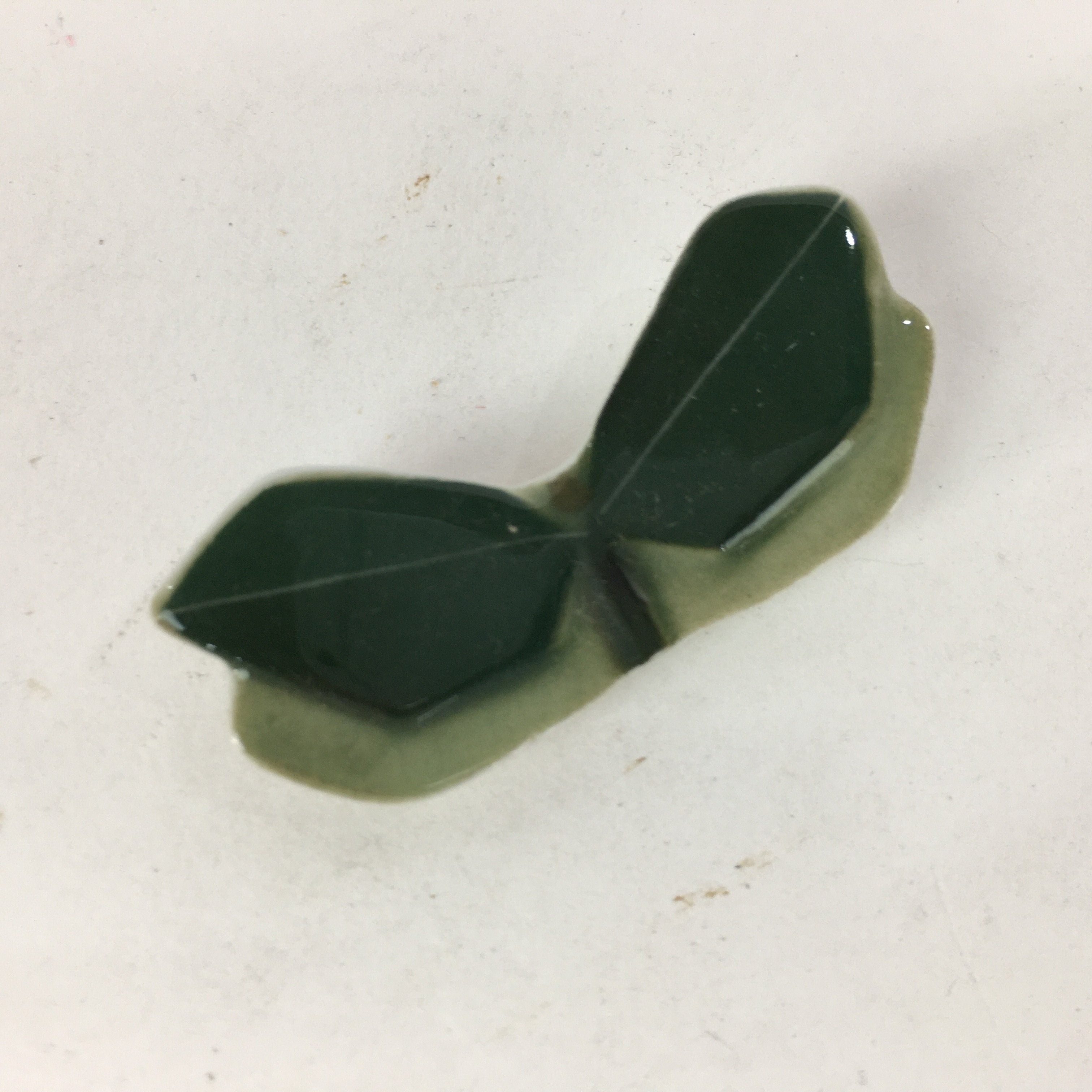 Japanese Porcelain Chopstick Rest Holder Vtg New leaves Green Hashioki CR239