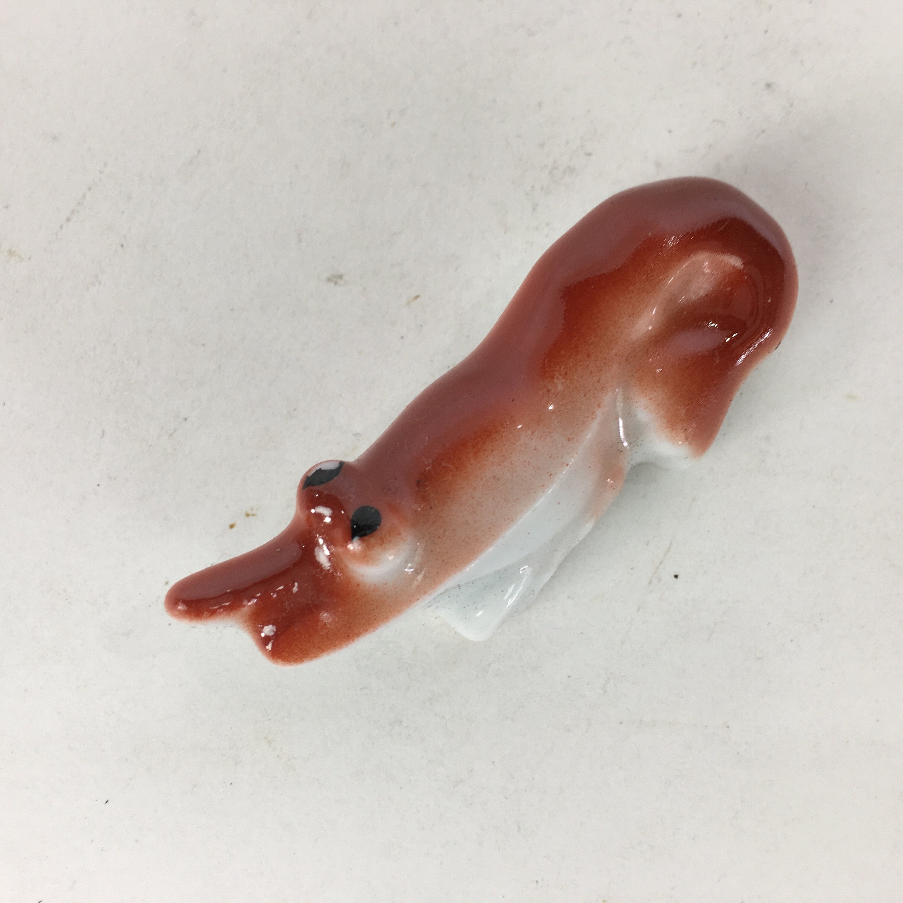 Japanese Porcelain Chopstick Rest Holder Vtg Red Shrimp Shape Hashioki CR254