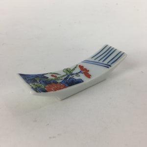 Japanese Porcelain Chopstick Rest Holder Vtg Sometsuke Red Chrysanthemum CR203