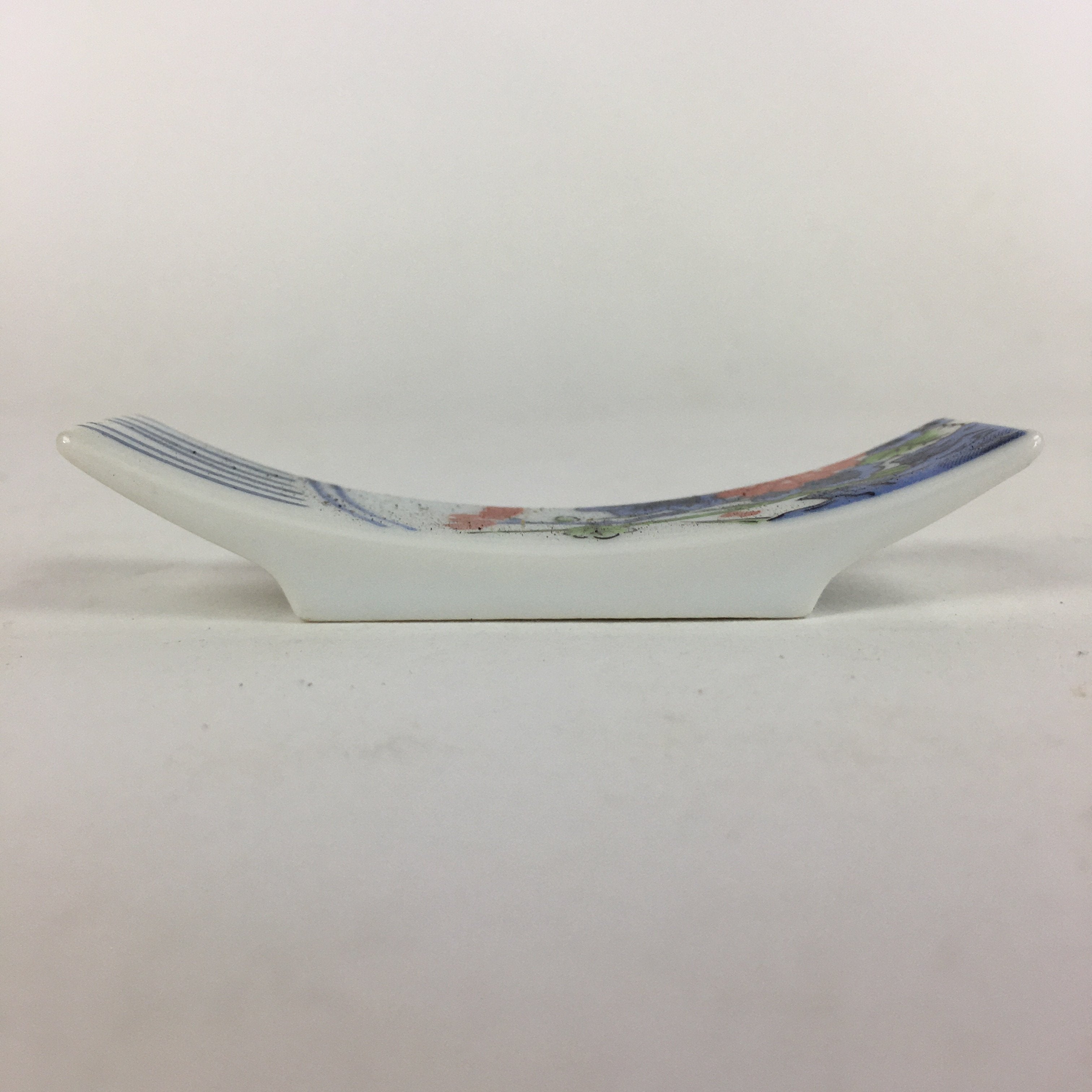 Japanese Porcelain Chopstick Rest Holder Vtg Sometsuke Red Chrysanthemum CR205