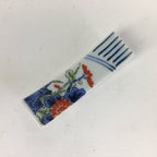 Japanese Porcelain Chopstick Rest Holder Vtg Sometsuke Red Chrysanthemum CR208