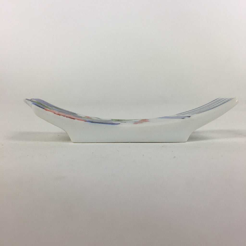 Japanese Porcelain Chopstick Rest Holder Vtg Sometsuke Red Chrysanthemum CR210