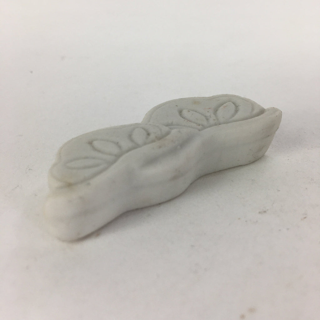 Japanese Porcelain Chopstick Rest Holder Vtg White Pine Tree Shape Hashioki CR25