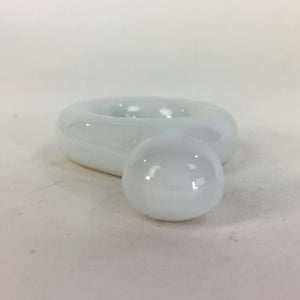 Japanese Porcelain Chopstick Rest Holder Vtg White Ring Shape Hashioki CR264