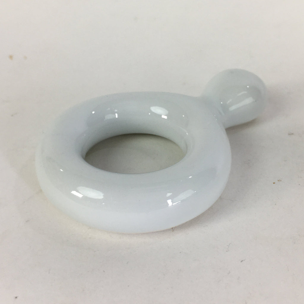 Japanese Porcelain Chopstick Rest Holder Vtg White Ring Shape Hashioki CR264