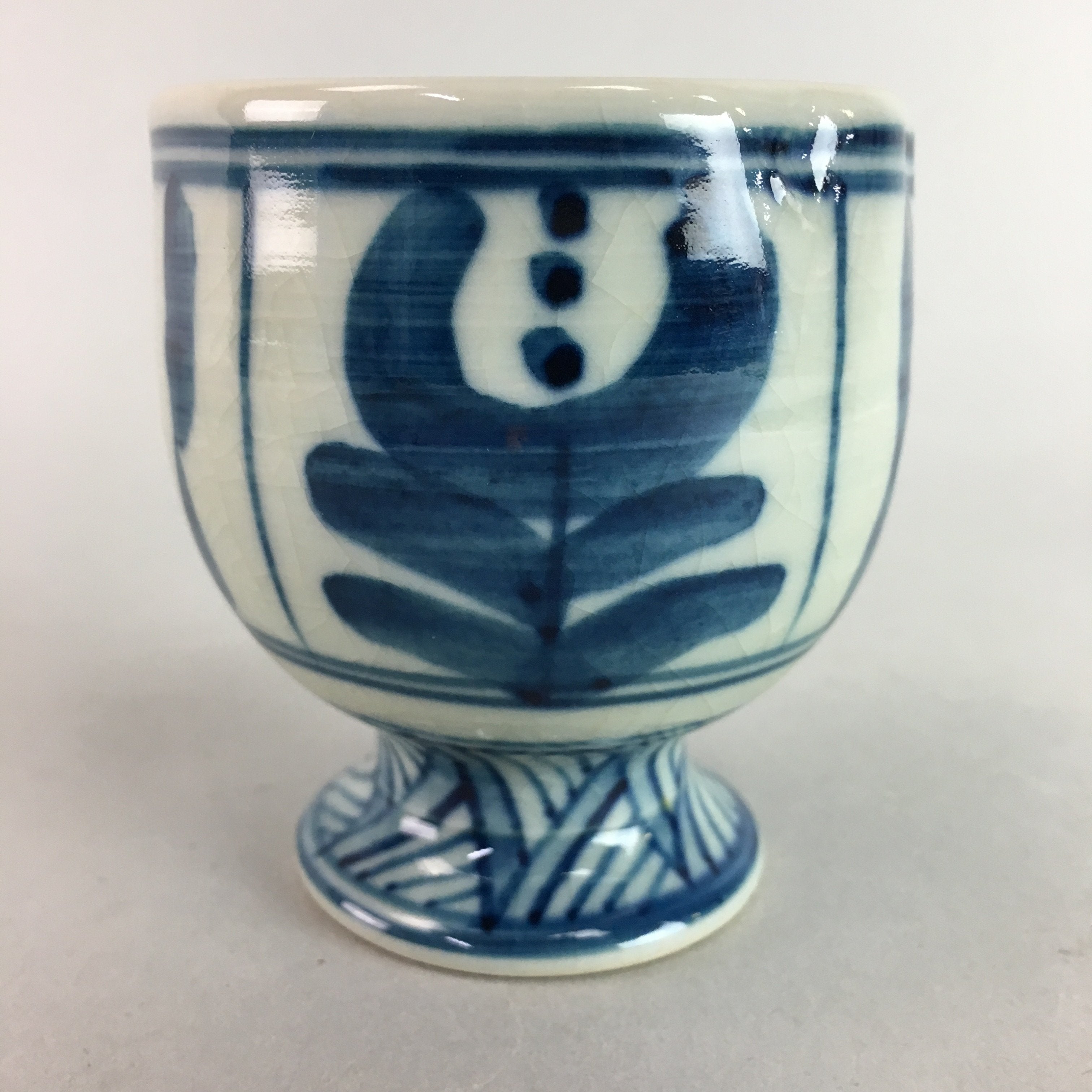 Japanese Porcelain Cup Sauce Dressing Pot Vtg Blue and White Sometsuke PT746