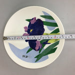 Japanese Porcelain Decorative Plate Vtg Display Purple Flower Round PT159