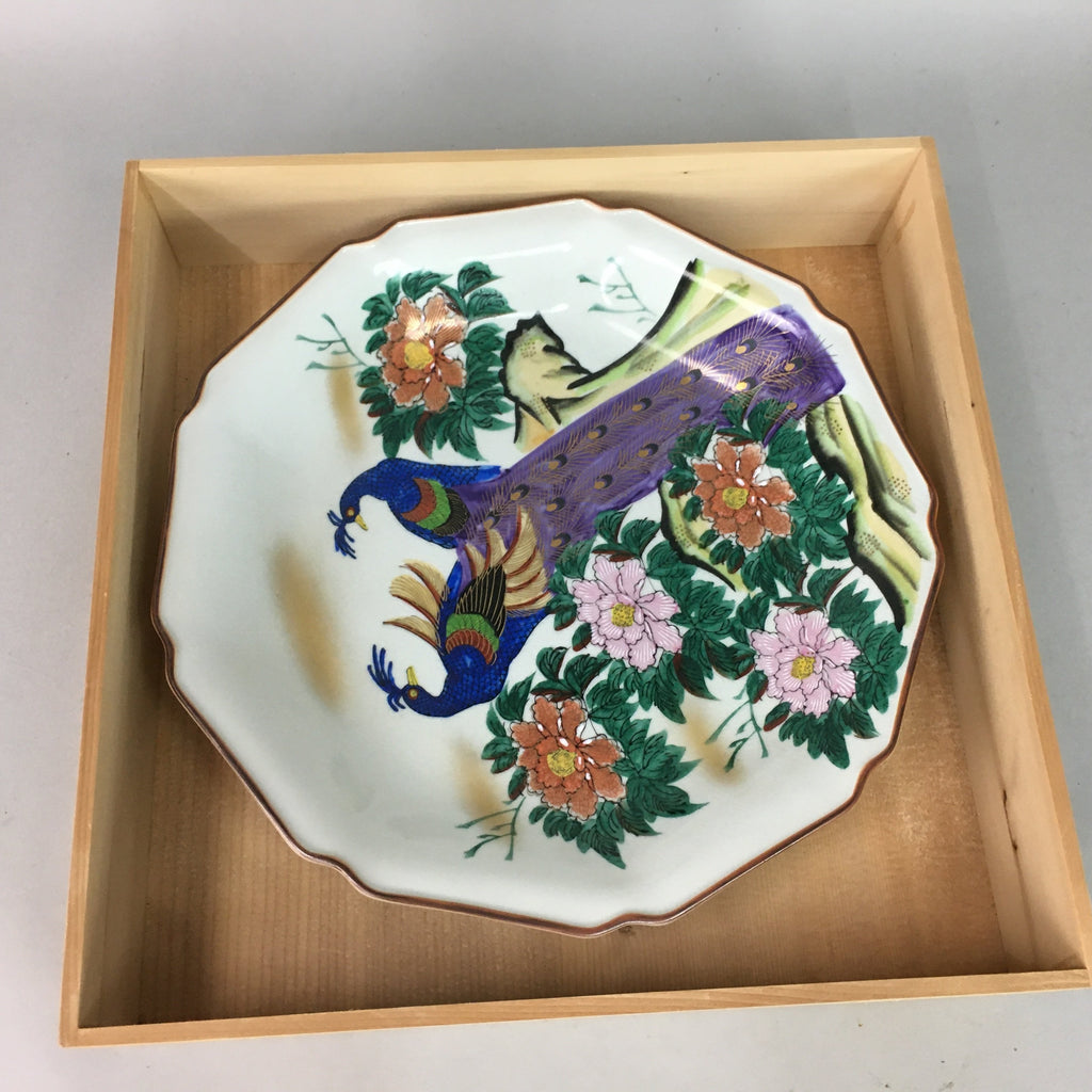 Japanese Porcelain Display Plate Kutani ware Vtg Charger Centerpiece Box PX402