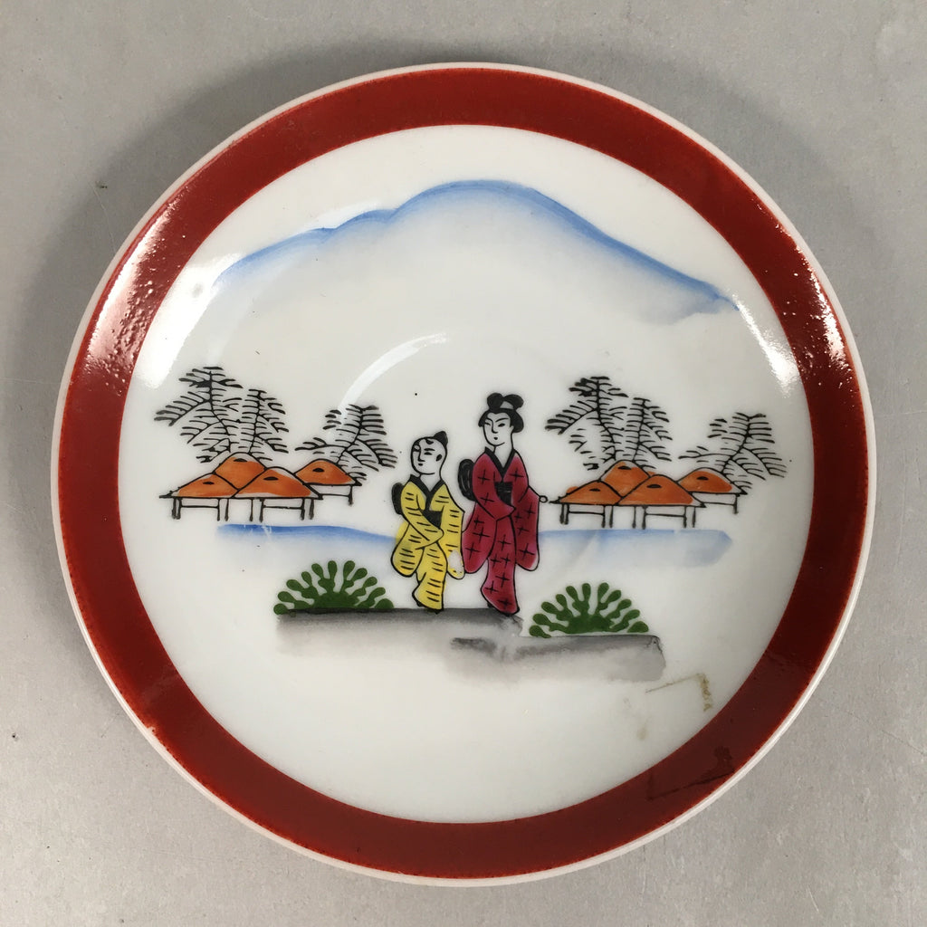 Japanese Porcelain Drink Saucer Vtg Chataku Coaster Kimono Round PP375
