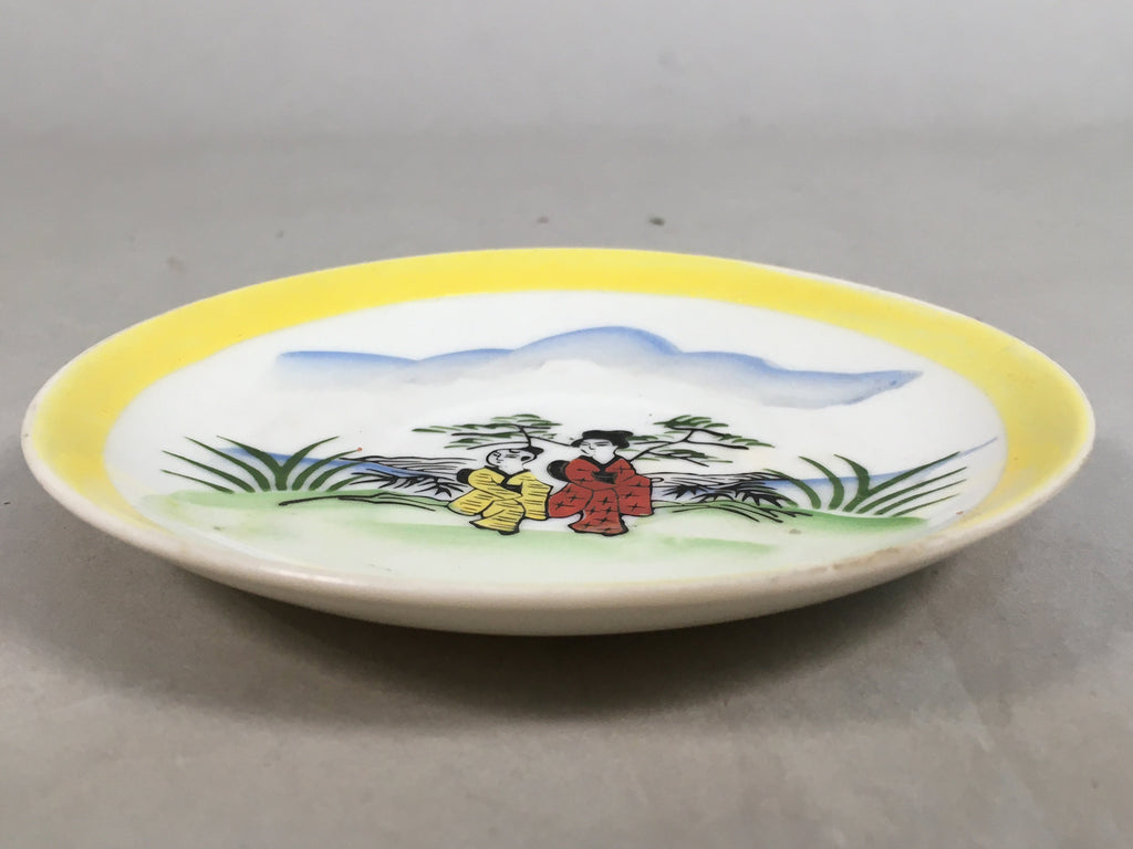 Japanese Porcelain Drink Saucer Vtg Chataku Coaster Kimono Round PP377
