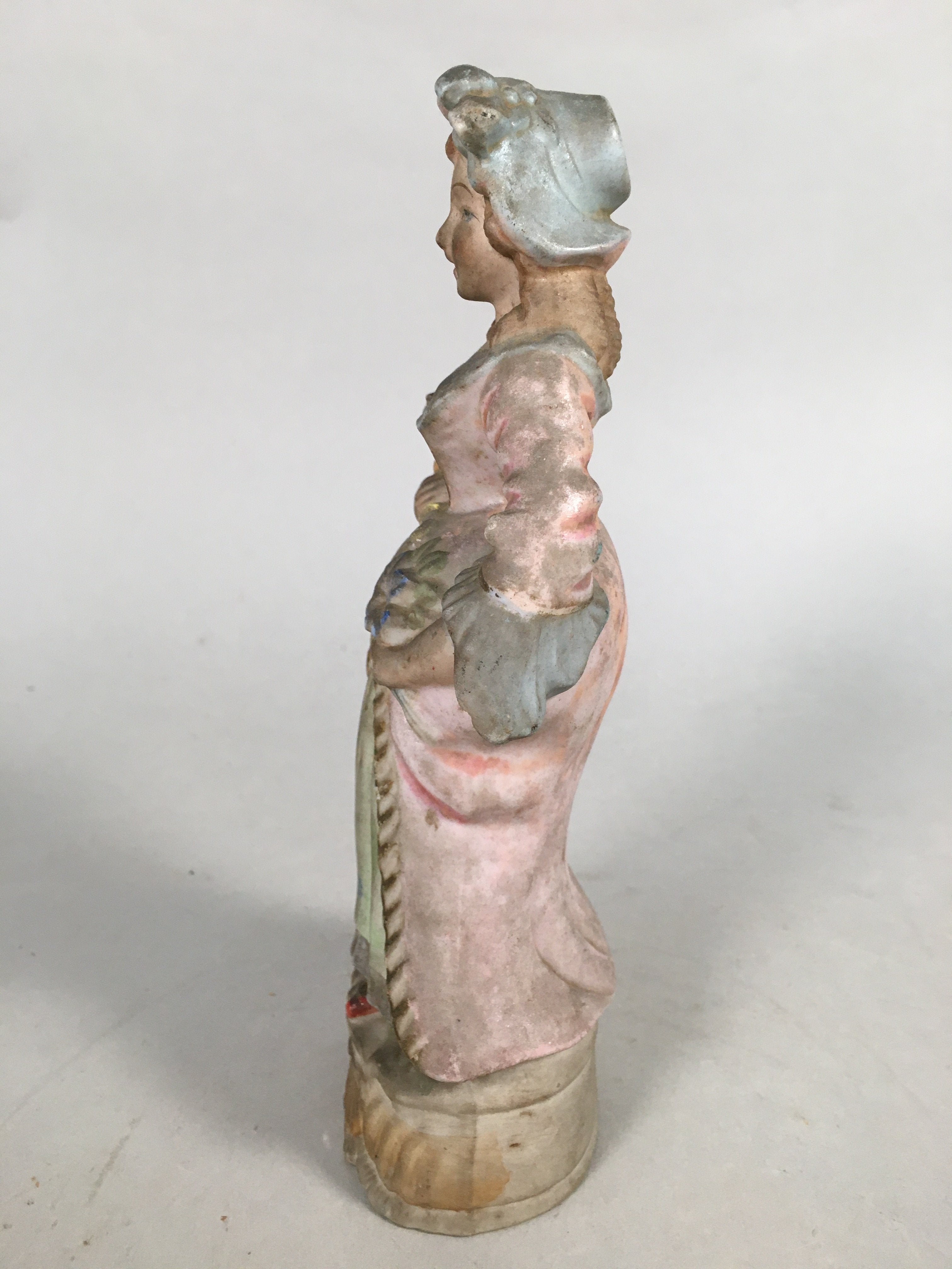 Japanese Porcelain Figurine Vtg Statue Western Dress Woman Okimono BD574