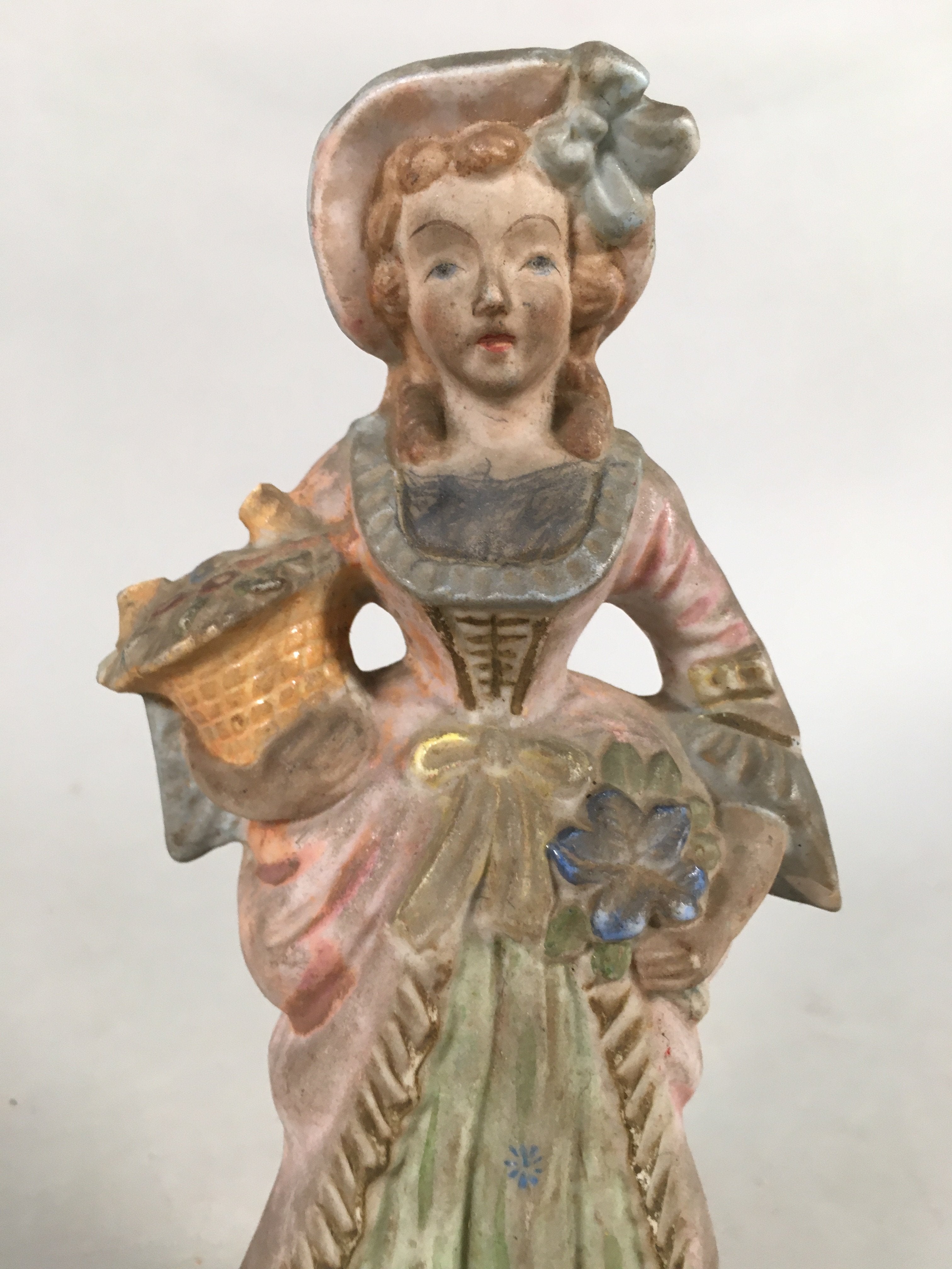 Japanese Porcelain Figurine Vtg Statue Western Dress Woman Okimono BD574