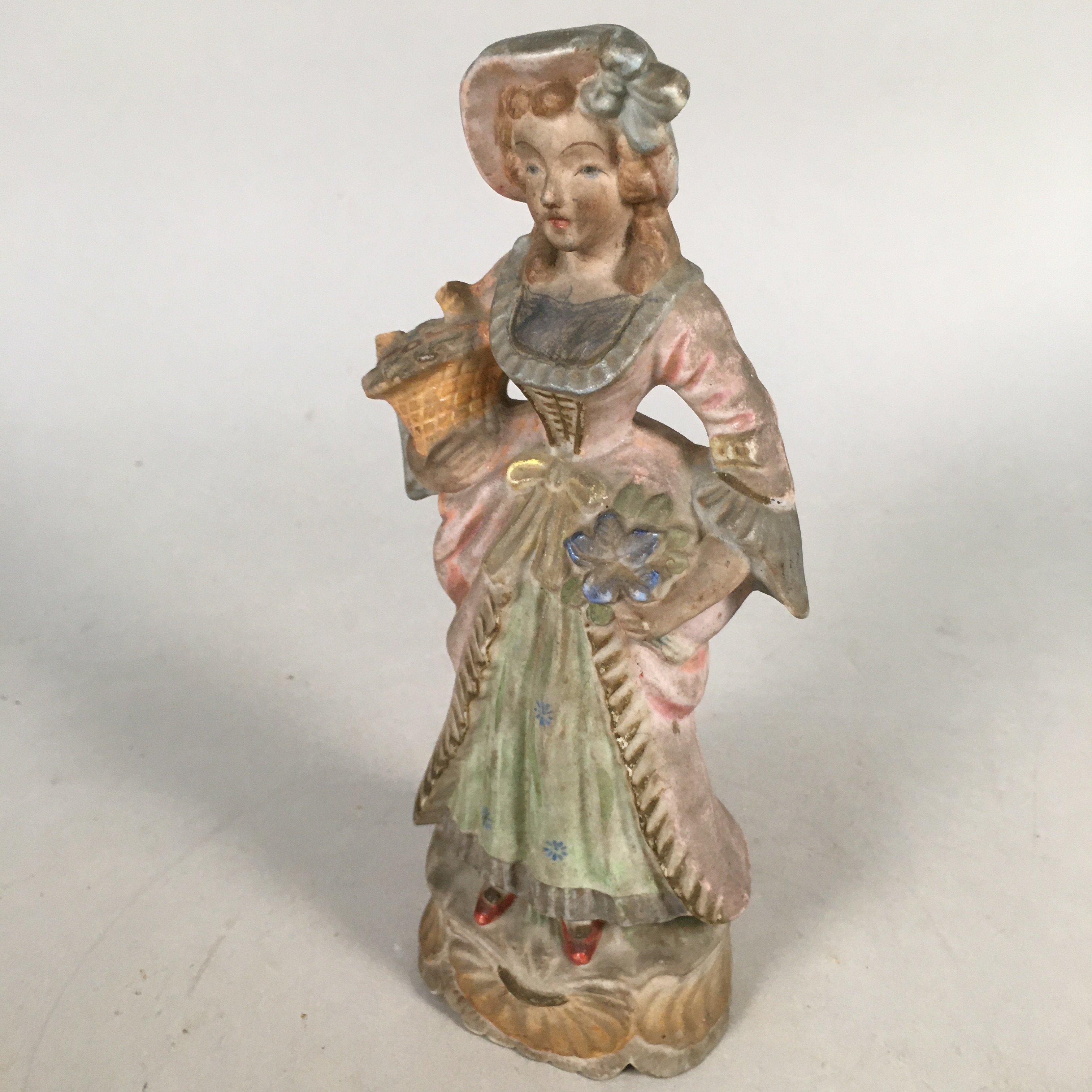 Japanese Porcelain Figurine Vtg Statue Western Dress Woman Okimono BD574