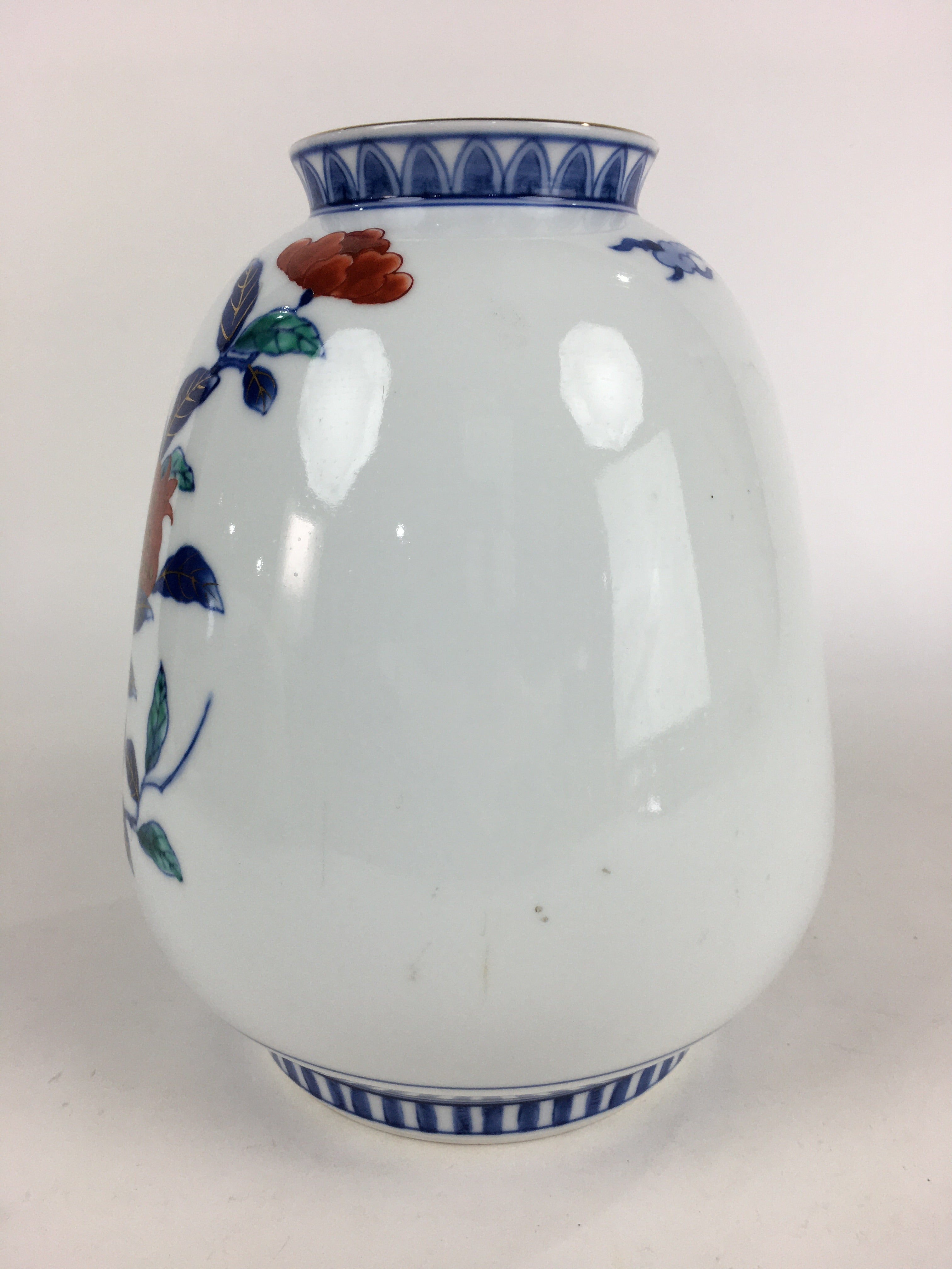 Japanese Porcelain Flower Vase Arita ware Vtg Kabin Ikebana Arrangement PX623