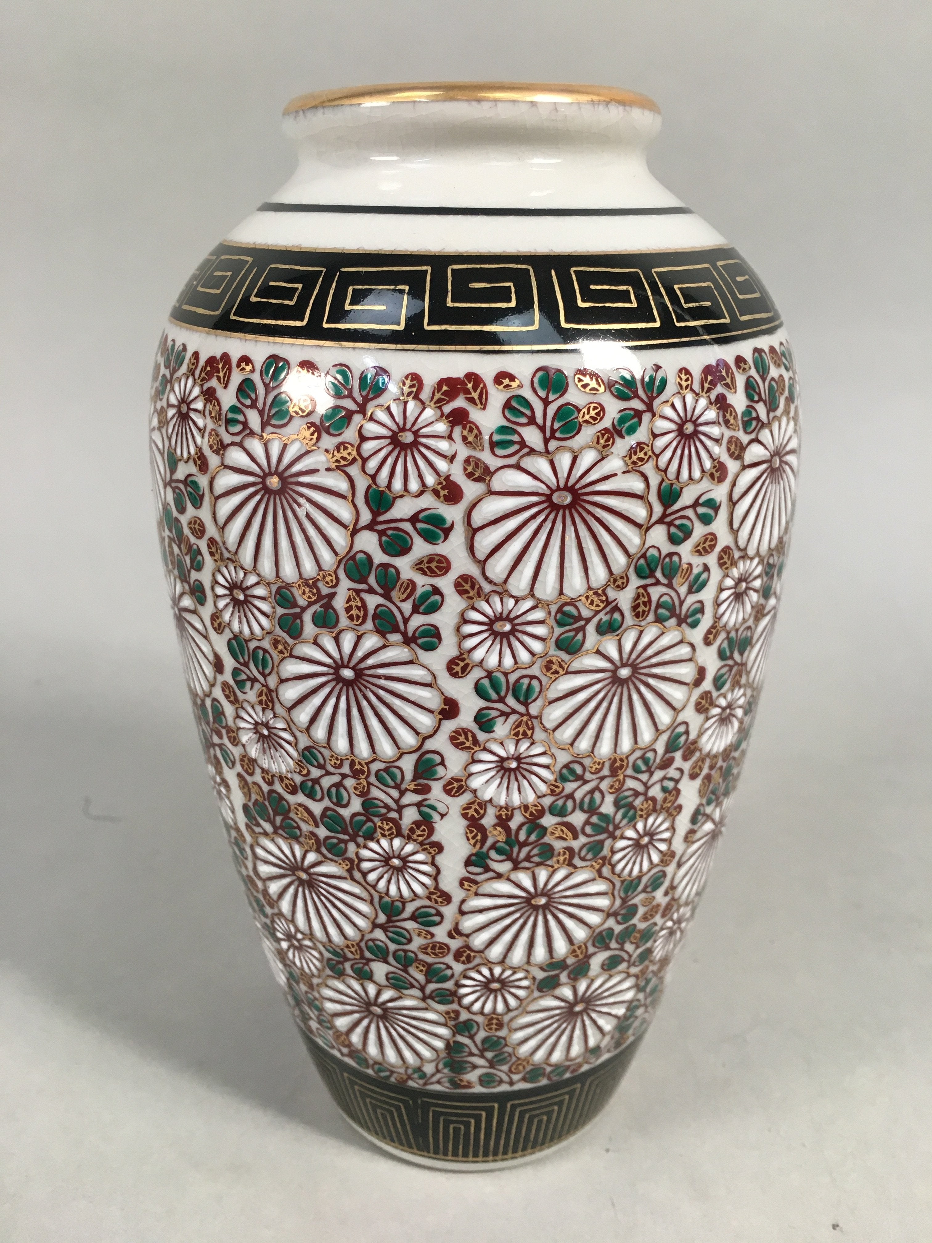 Japanese Porcelain Flower Vase Ashtray Set Vtg Floral Kabin Haizara Box PX509