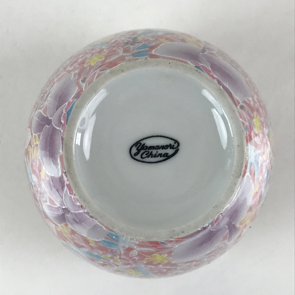 Japanese Porcelain Flower Vase Kabin Vtg Floral Pattern Ikebana Arrangement Pink