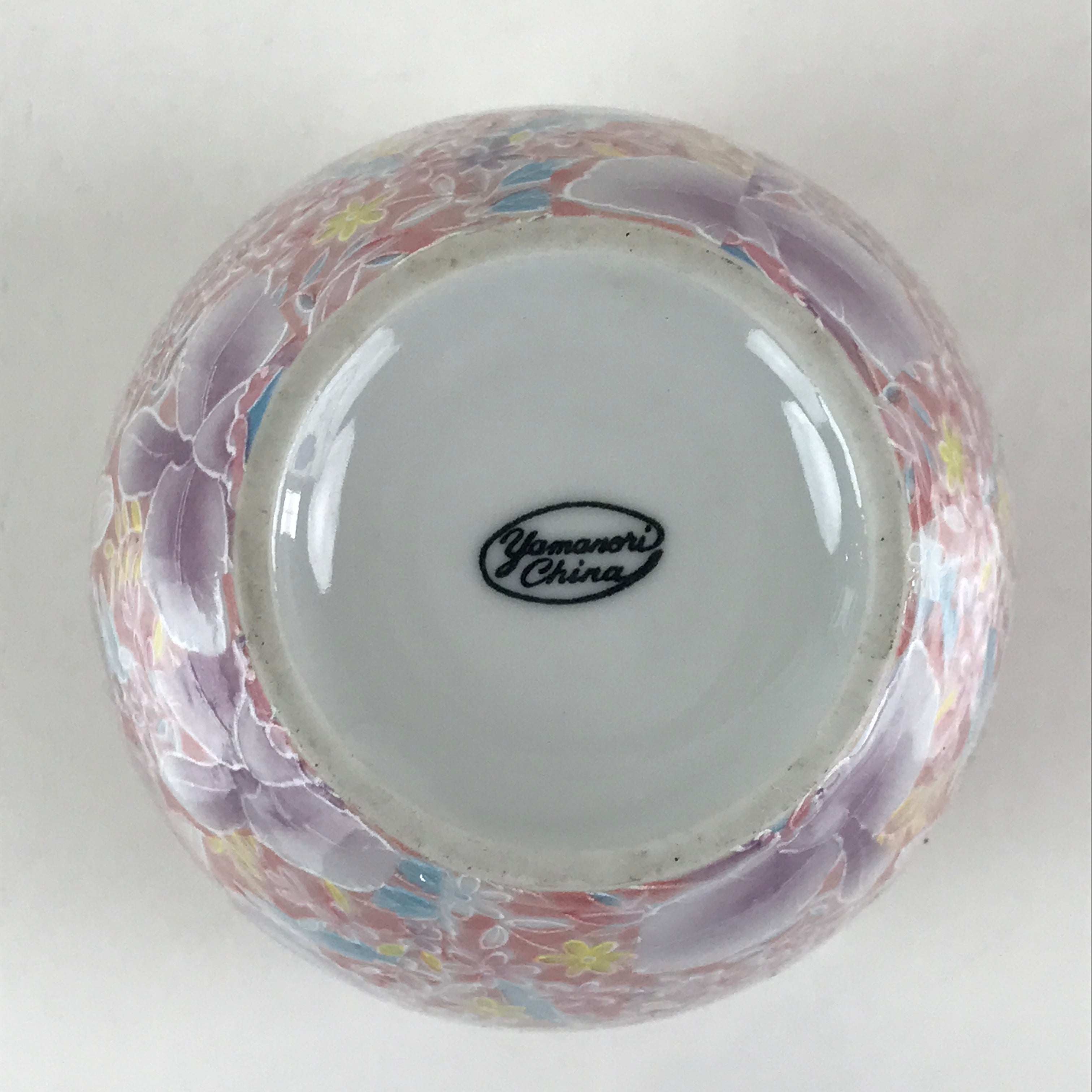 Japanese Porcelain Flower Vase Kabin Vtg Floral Pattern Ikebana Arrangement Pink
