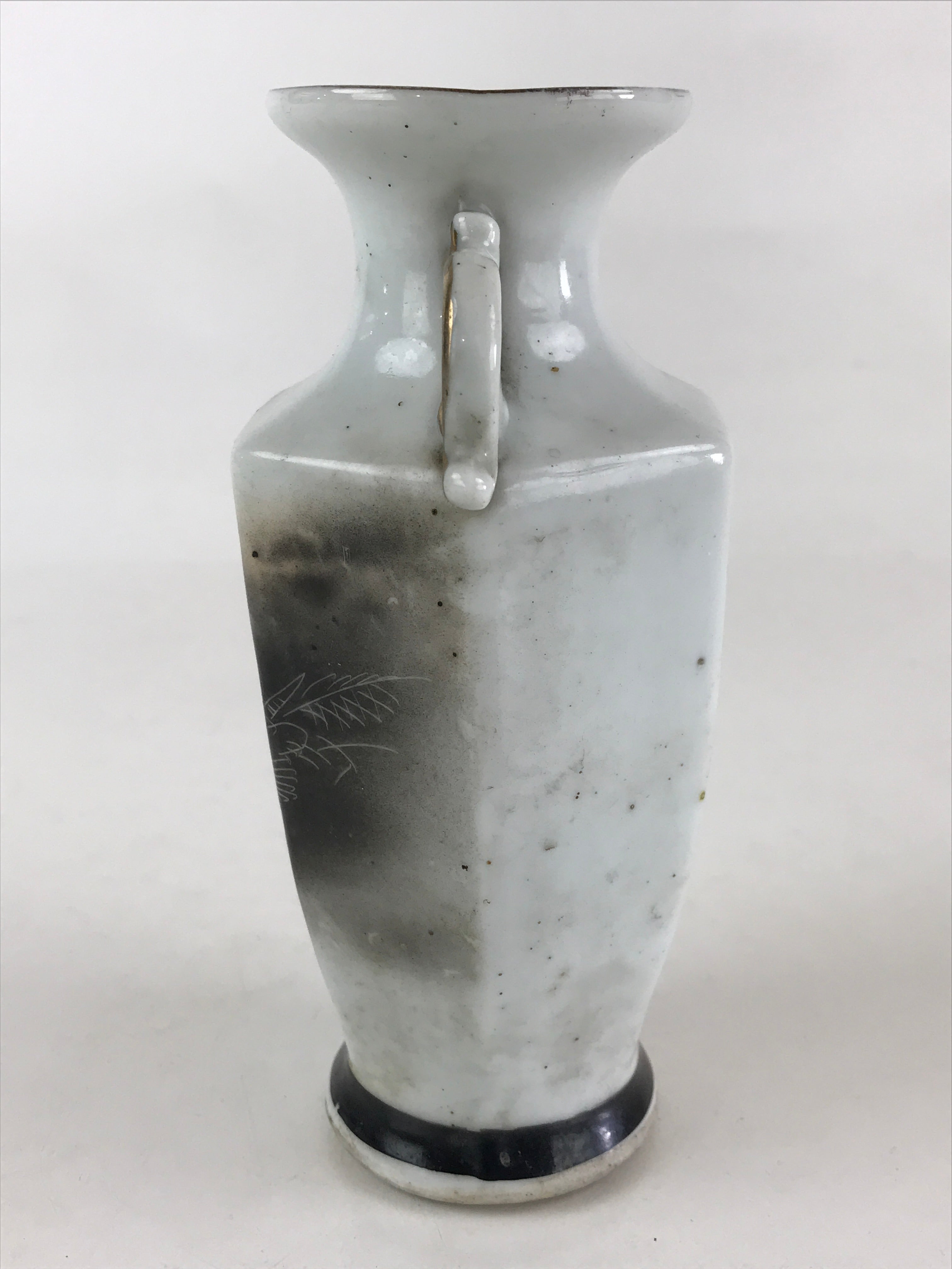 Japanese Porcelain Flower Vase Kabin Vtg Mt. Fuji Dragon Ikebana Arrangement FK3