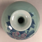 Japanese Porcelain Flower Vase Kutani ware Vtg Kabin Celadon Peony Ikebana FV893