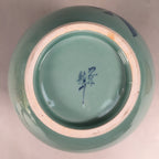 Japanese Porcelain Flower Vase Kutani ware Vtg Kabin Celadon Peony Ikebana FV893