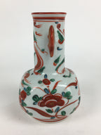 Japanese Porcelain Flower Vase Mino ware Vtg Akae Kabin Ikebana Arrangement FV94