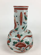 Japanese Porcelain Flower Vase Mino ware Vtg Akae Kabin Ikebana Arrangement FV94