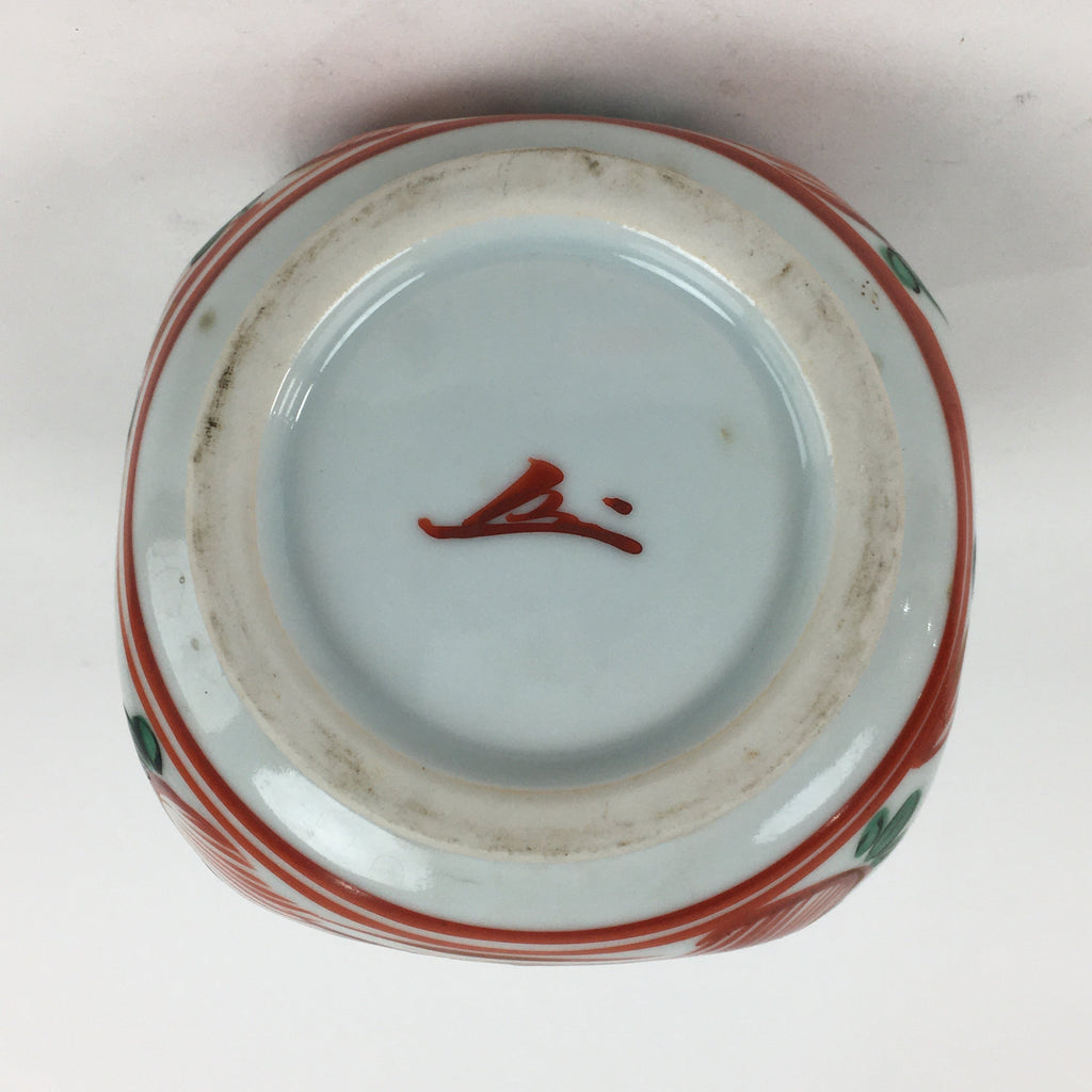 Japanese Porcelain Flower Vase Mino ware Vtg Akae Kabin Ikebana Arrangement FV94