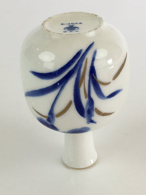 Japanese Porcelain Flower Vase Vtg Kabin Blue Iris Ikebana Arrangement White FK4