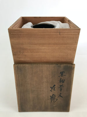 Japanese Porcelain Flower Vase Vtg Kabin Ikebana Arrangement Black PX651