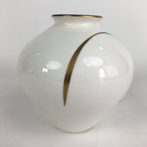 Japanese Porcelain Flower Vase Vtg Kabin Ikebana Flower Arrangement Gold White F