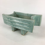 Japanese Porcelain Flower Vase Vtg Pottery Suiban Ikebana Light Green PP967