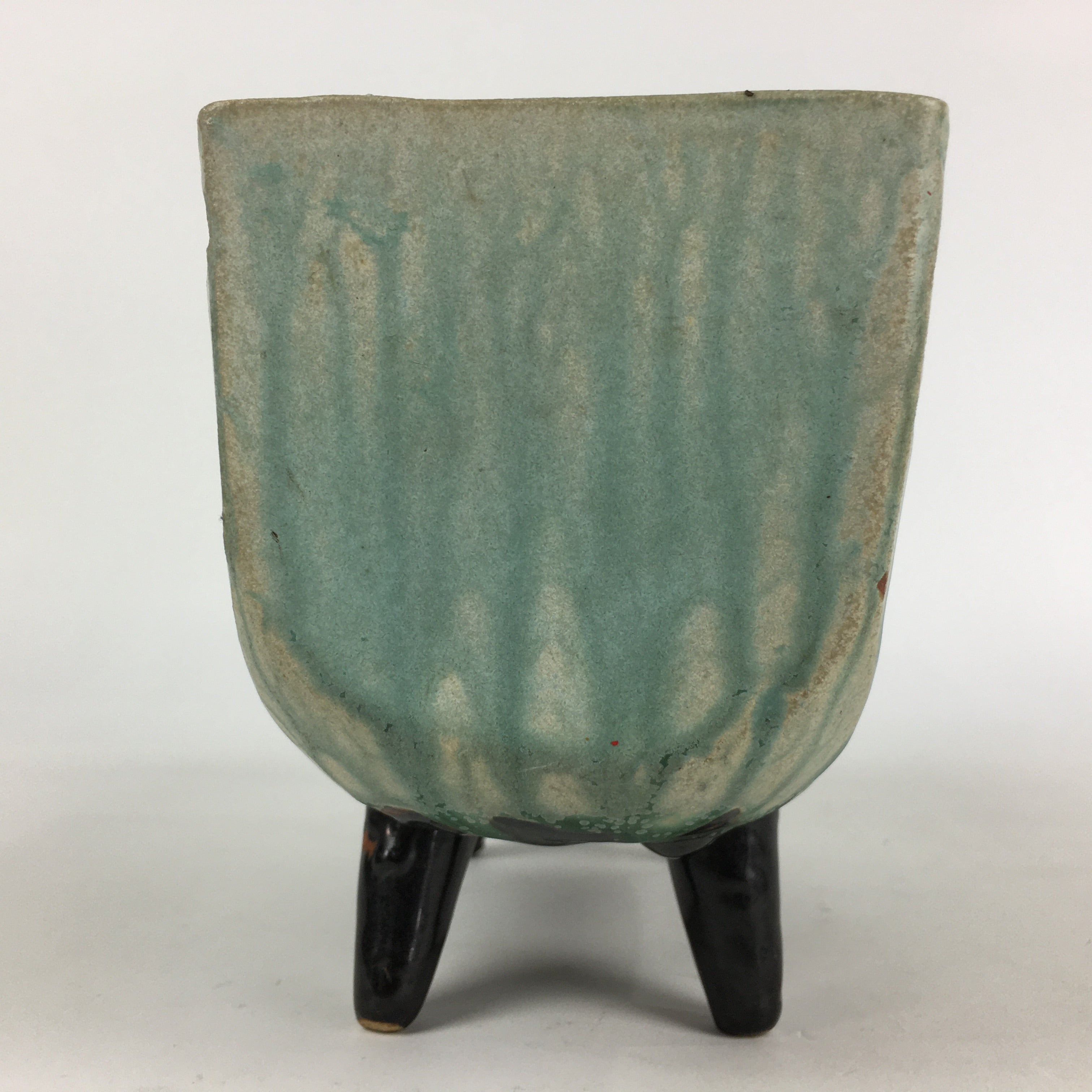 Japanese Porcelain Flower Vase Vtg Pottery Suiban Ikebana Light Green PP968