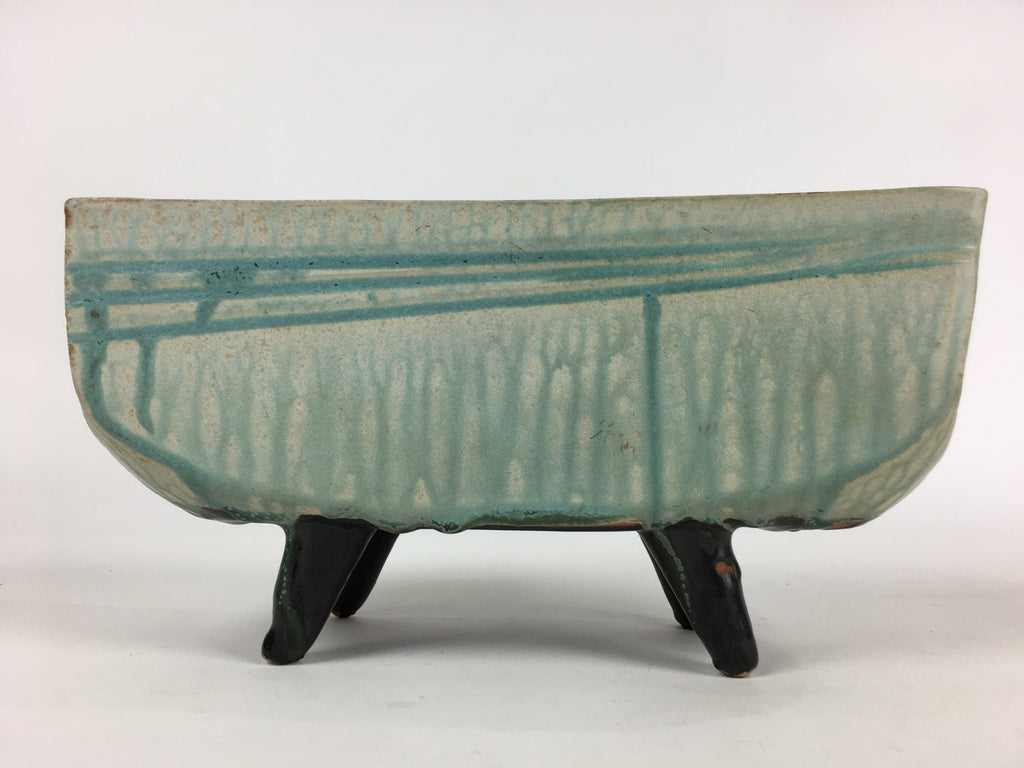 Japanese Porcelain Flower Vase Vtg Pottery Suiban Ikebana Light Green PP968