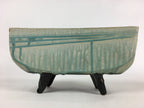 Japanese Porcelain Flower Vase Vtg Pottery Suiban Ikebana Light Green PP968