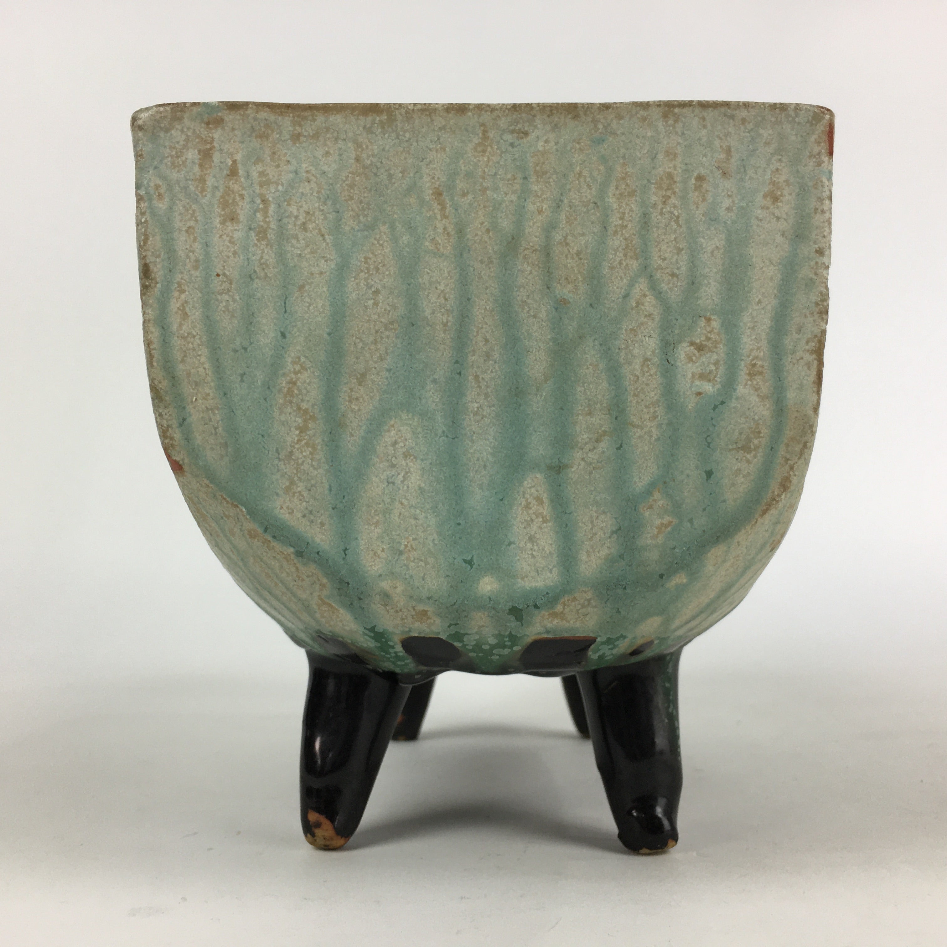Japanese Porcelain Flower Vase Vtg Pottery Suiban Ikebana Light Green PP968