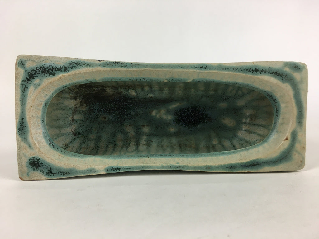 Japanese Porcelain Flower Vase Vtg Pottery Suiban Ikebana Light Green PP968