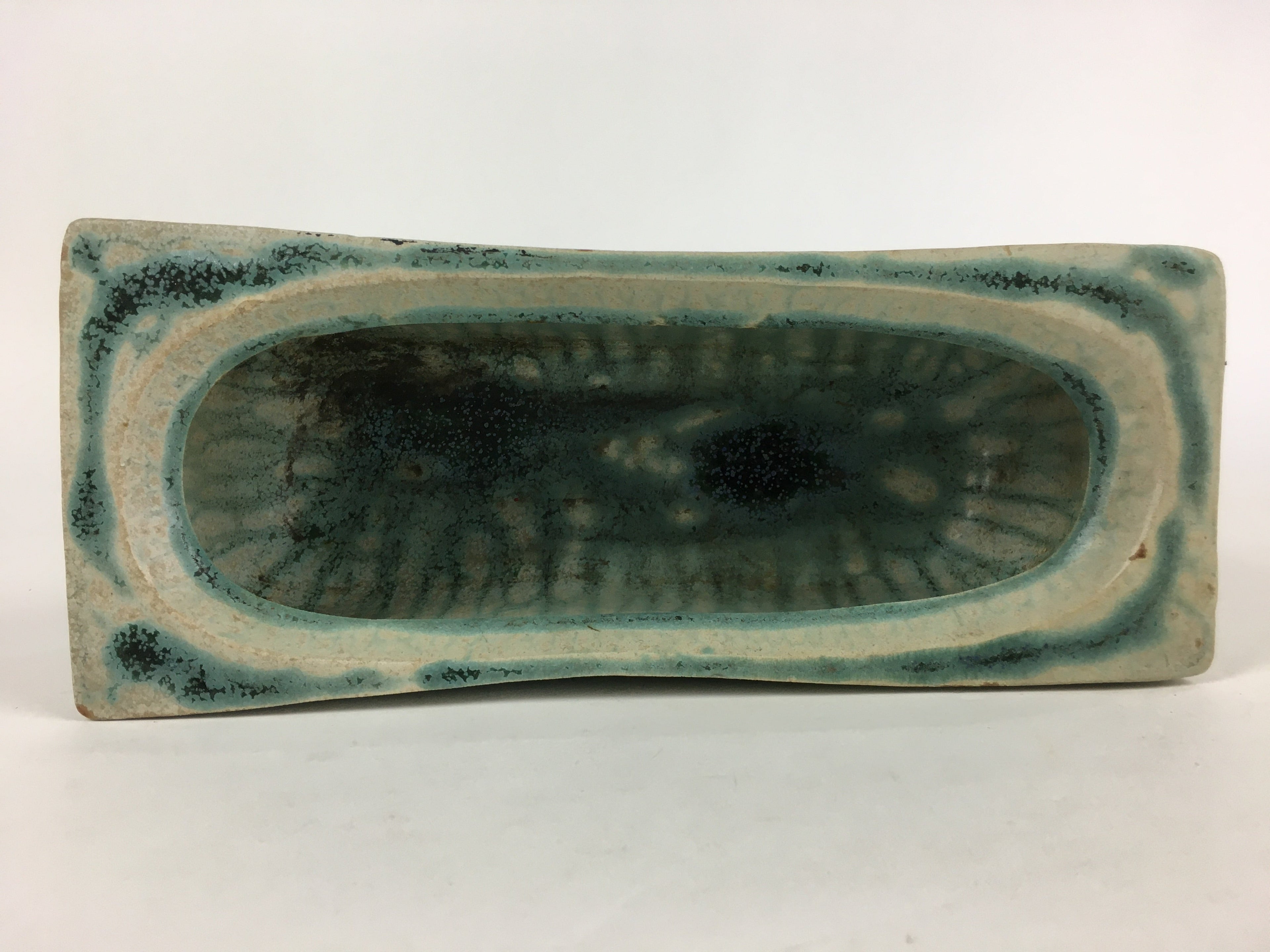 Japanese Porcelain Flower Vase Vtg Pottery Suiban Ikebana Light Green PP968