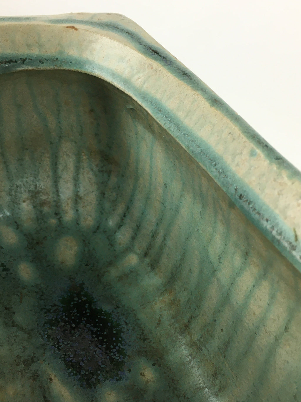 Japanese Porcelain Flower Vase Vtg Pottery Suiban Ikebana Light Green PP968