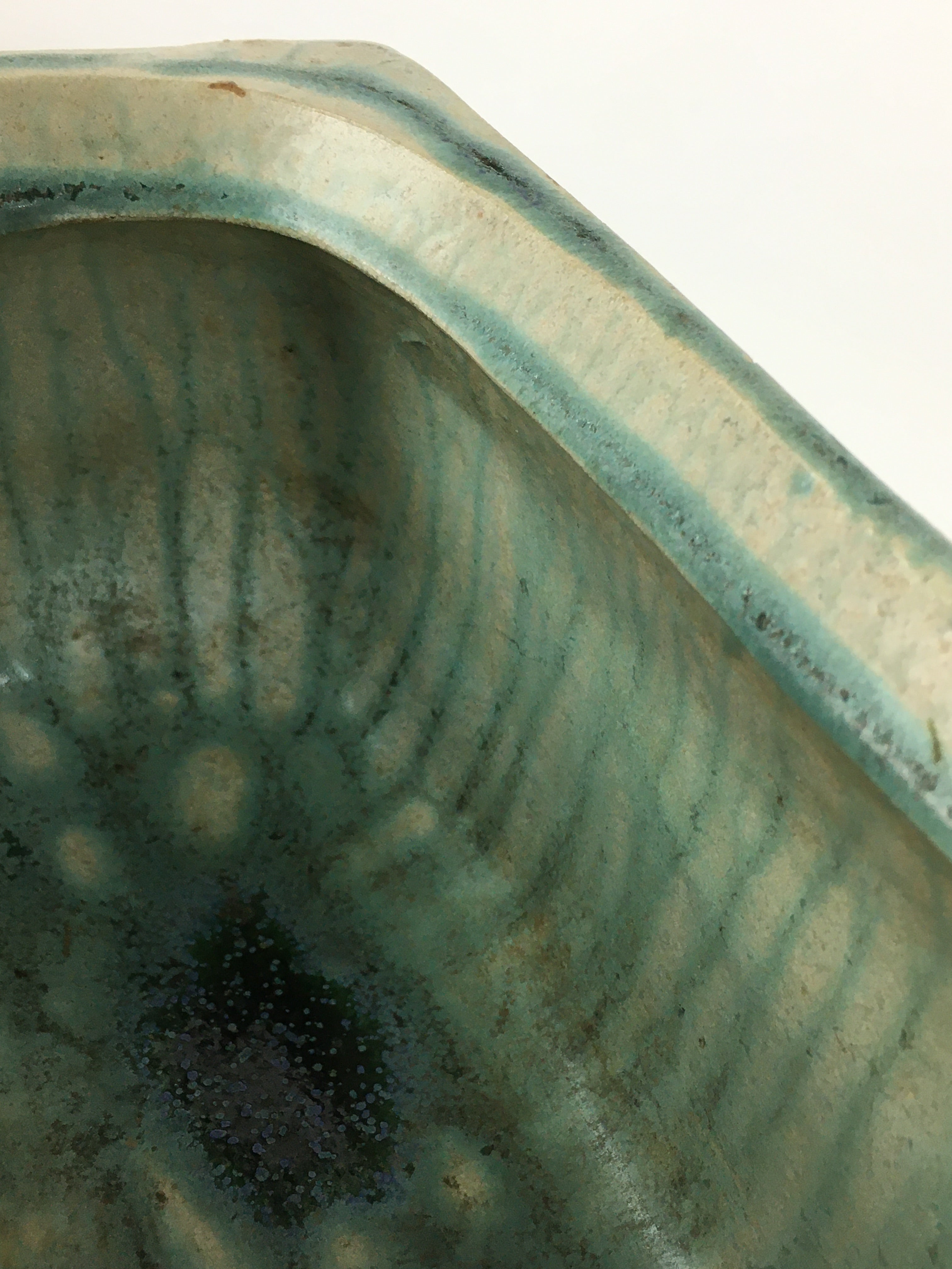 Japanese Porcelain Flower Vase Vtg Pottery Suiban Ikebana Light Green PP968