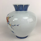 Japanese Porcelain Flower Vase Vtg Sometsuke Kabin Ikebana Blue Red White FV916