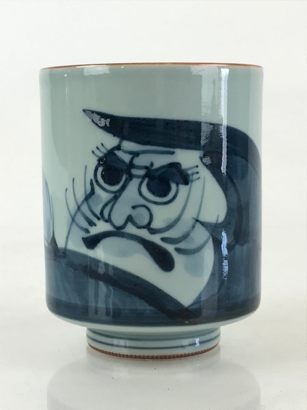 Japanese Porcelain Hasami Ware Teacup Yunomi Vtg Blue Sometsuke Daruma TC325