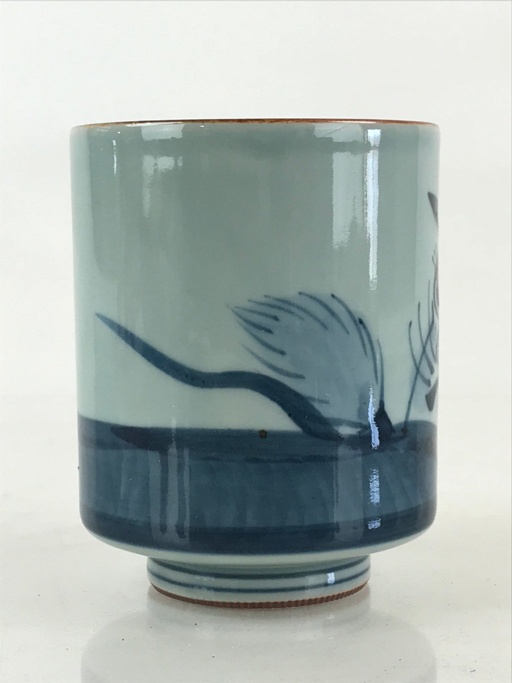 Japanese Porcelain Hasami Ware Teacup Yunomi Vtg Blue Sometsuke Daruma TC325