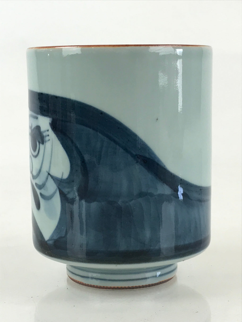 Japanese Porcelain Hasami Ware Teacup Yunomi Vtg Blue Sometsuke Daruma TC325